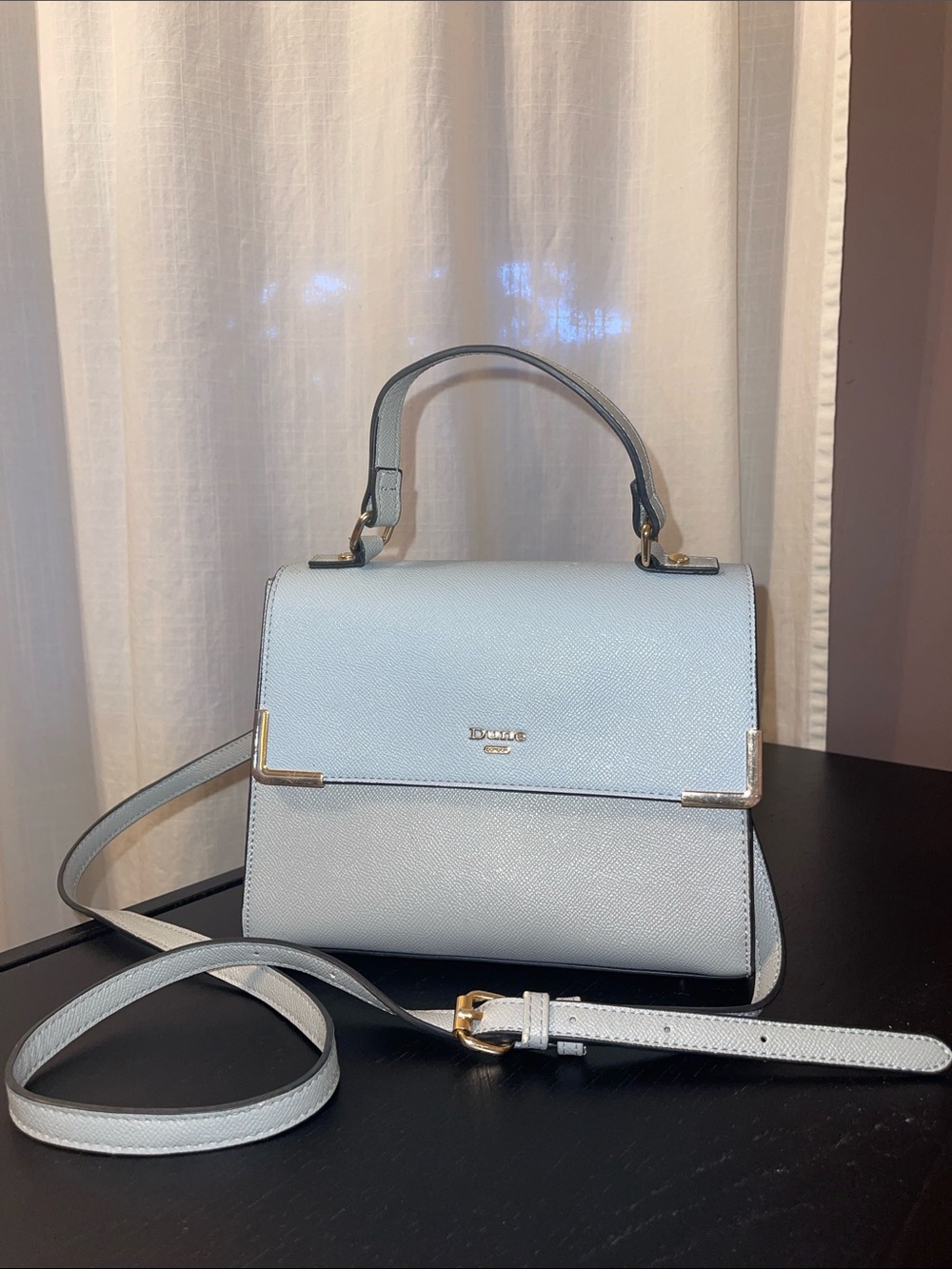Dune London Pale Blue Structured Top-Handle Satchel